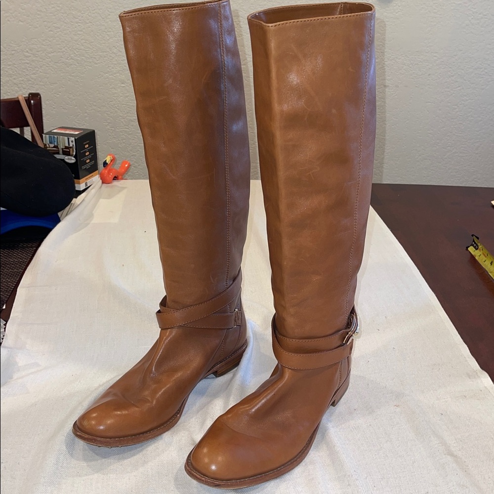 Coach Tall Riding Boots in Cognac Brown